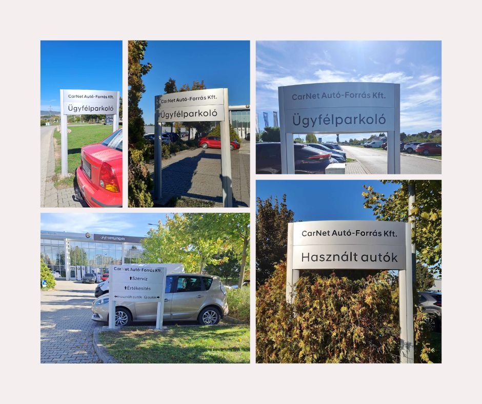 A CarNet Autó-Forrás Kft.-nél is megújítottuk az eligazító táblákat.